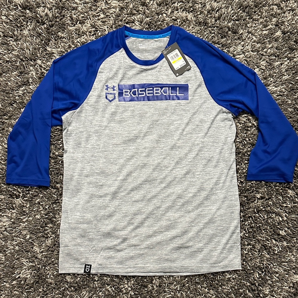 Under Armour Men's Blue and Gray Long Sleeve Tee